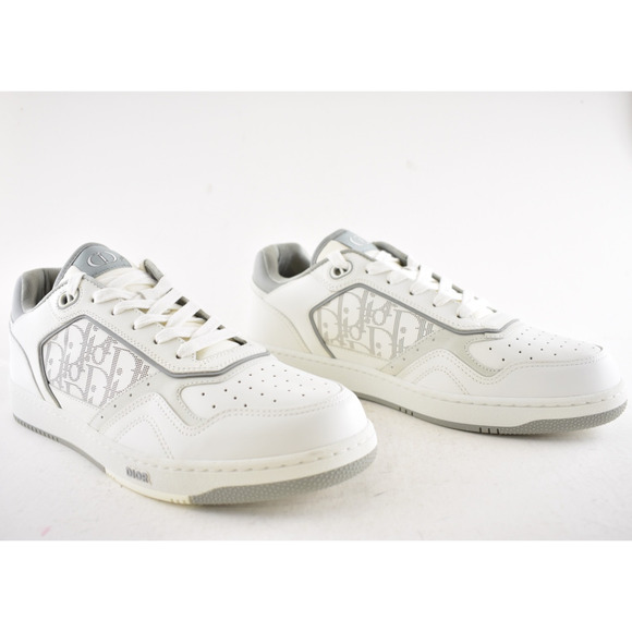 Dior Mens B27 White Grey Leather Low Top Lace Up Flat Trainer Sneakers 44 11 - Picture 4 of 13